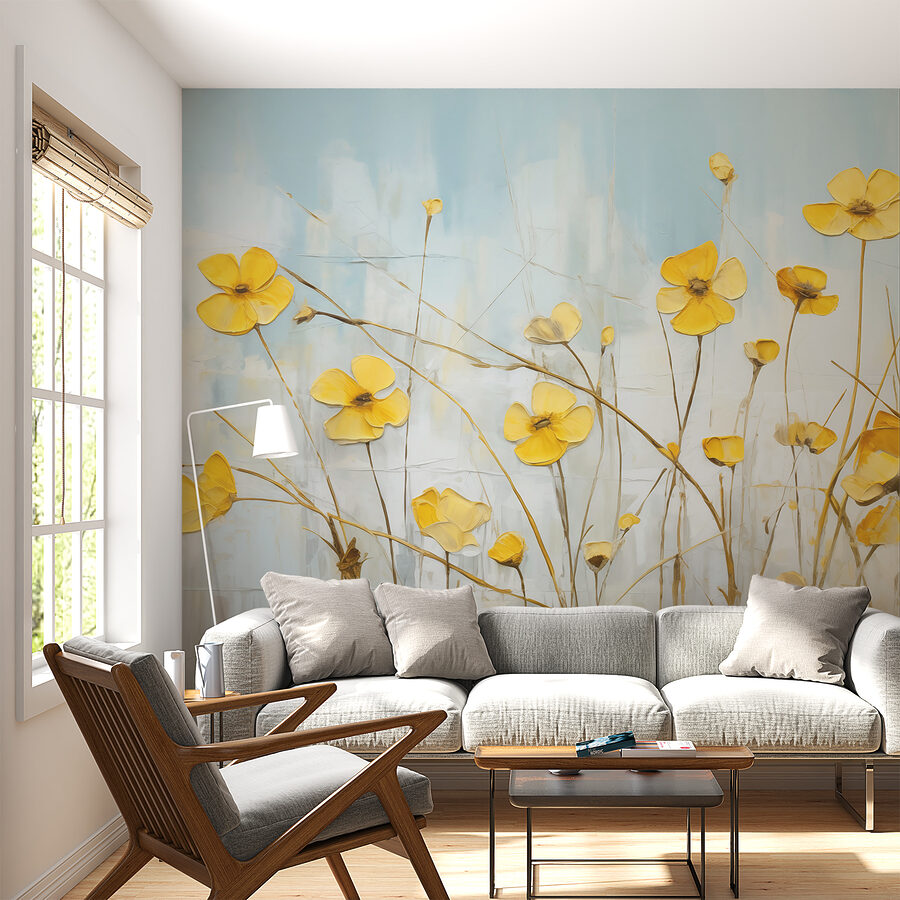 Pintura de flores amarelas