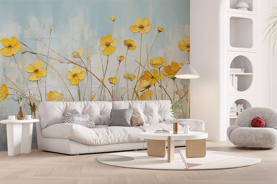 Pintura de flores amarelas