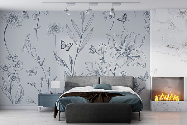 Desenho de flores e borboletas Desenho de flores e borboletas