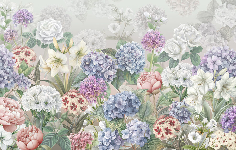 Grupo de flores sobre um fundo branco