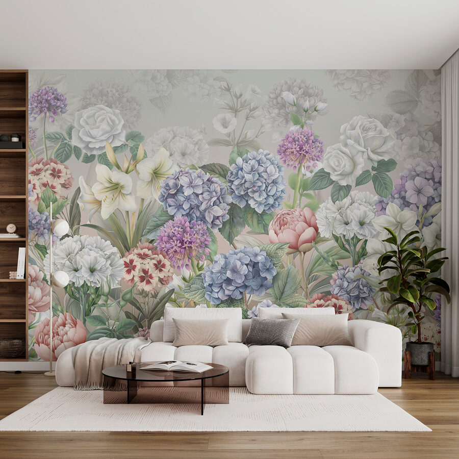 Grupo de flores sobre um fundo branco
