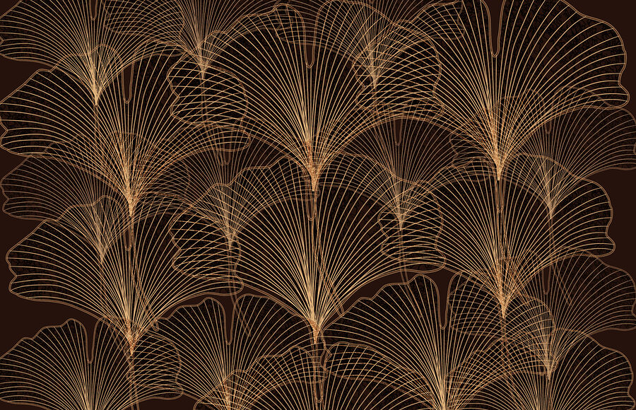 Papel de parede Padrão elegante de folhas num fundo escuro. - Image 3