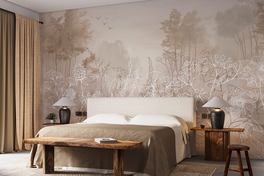 Papel de parede Desenho de plantas e árvores - Image 2