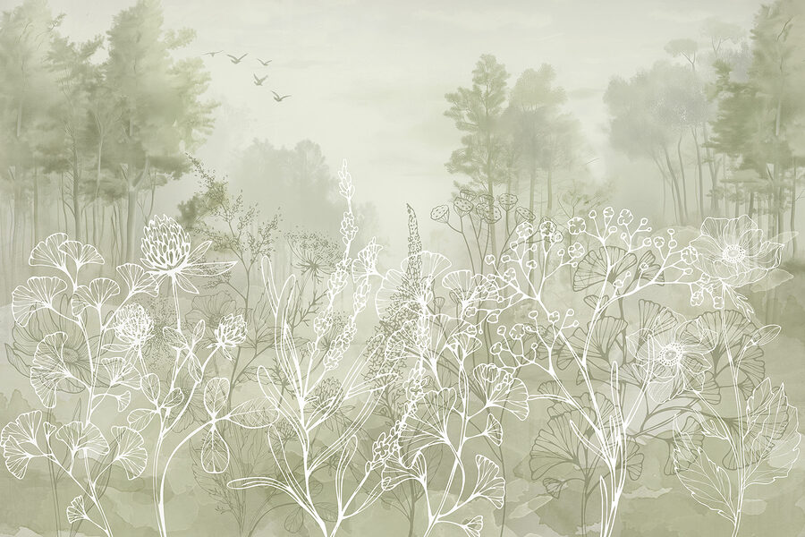 Papel de parede Desenho de plantas e árvores - Image 5