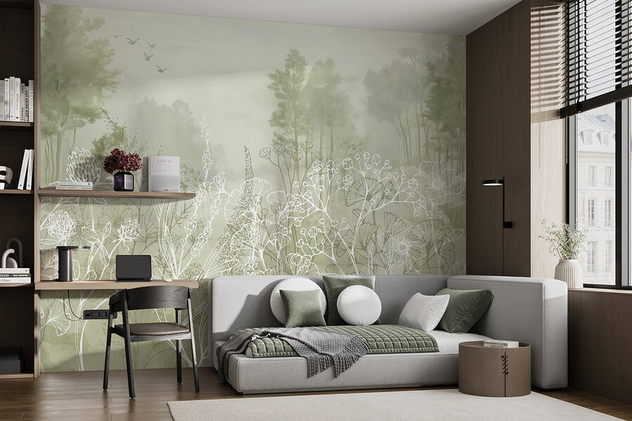 Papel de parede Desenho de plantas e árvores - Image 3
