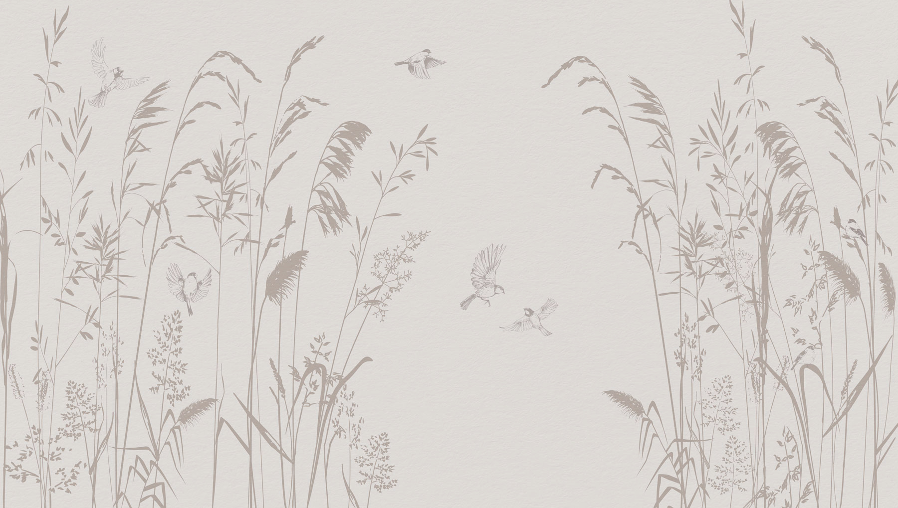 Birds flying over tall grass