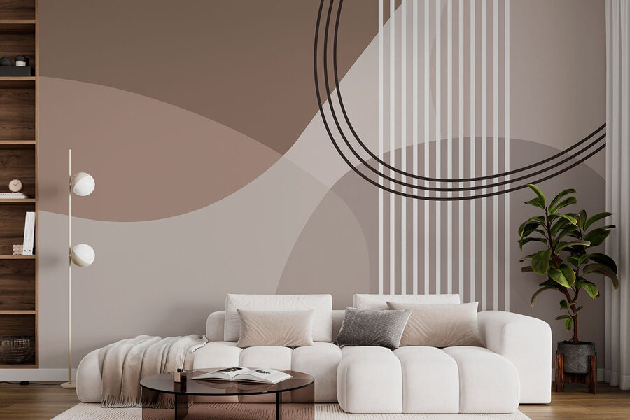 Fundo castanho e branco com linhas e círculos