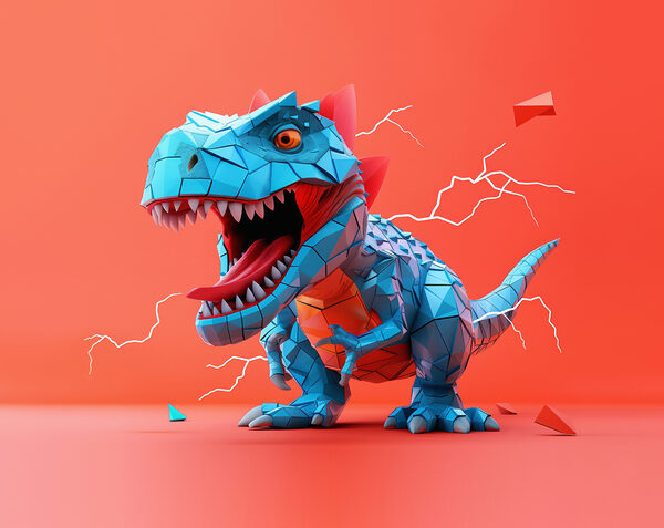 Dinossauro azul com um relâmpago a sair dele Dinossauro azul com um relâmpago a sair dele