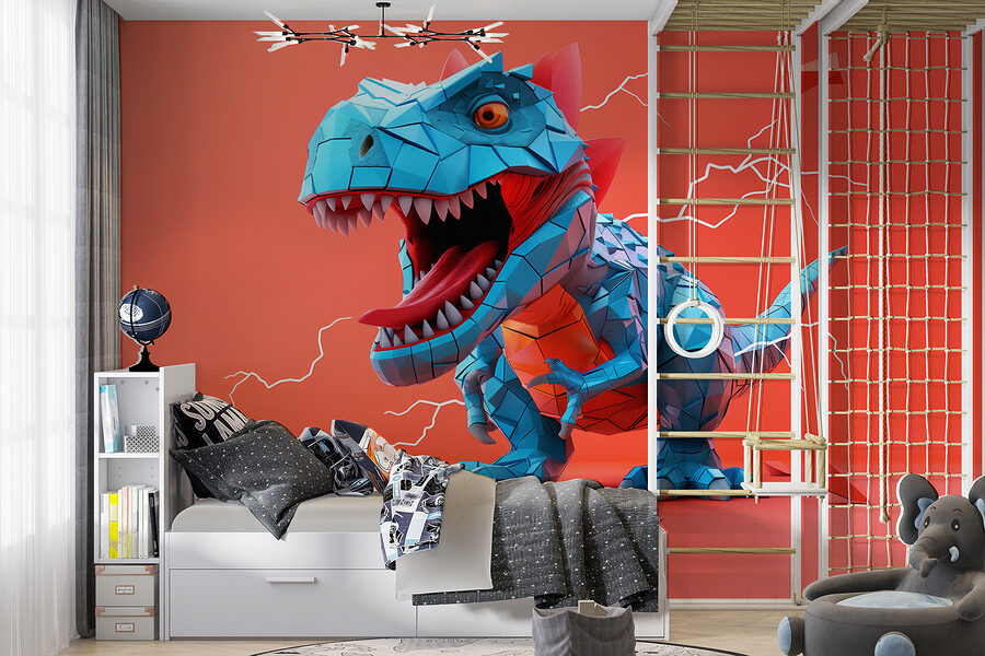 Dinossauro azul com um relâmpago a sair dele Dinossauro azul com um relâmpago a sair dele