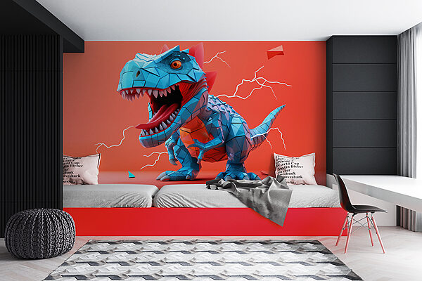 Dinossauro azul com um relâmpago a sair dele Dinossauro azul com um relâmpago a sair dele