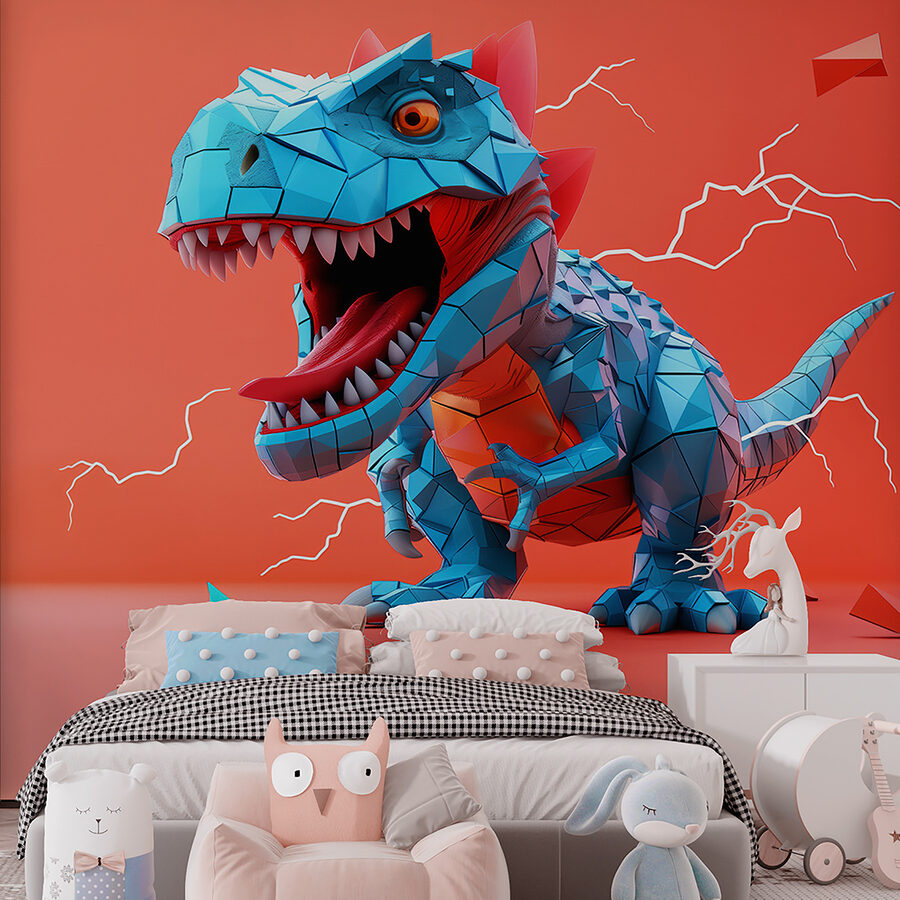 Dinossauro azul com um relâmpago a sair dele Dinossauro azul com um relâmpago a sair dele
