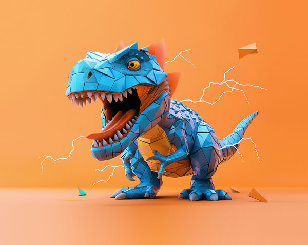 Dinossauro azul com um relâmpago a sair dele Dinossauro azul com um relâmpago a sair dele
