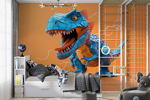 Dinossauro azul com um relâmpago a sair dele Dinossauro azul com um relâmpago a sair dele
