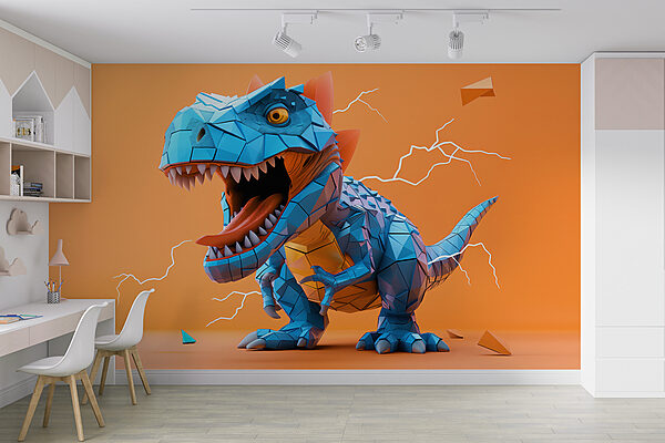 Dinossauro azul com um relâmpago a sair dele Dinossauro azul com um relâmpago a sair dele
