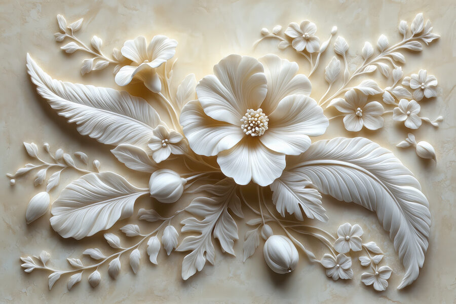 Flor e folhas brancas