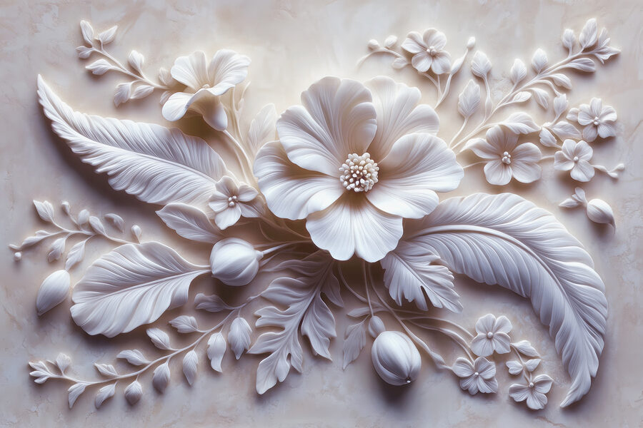 Papel de parede Flor e folhas brancas - Image 8