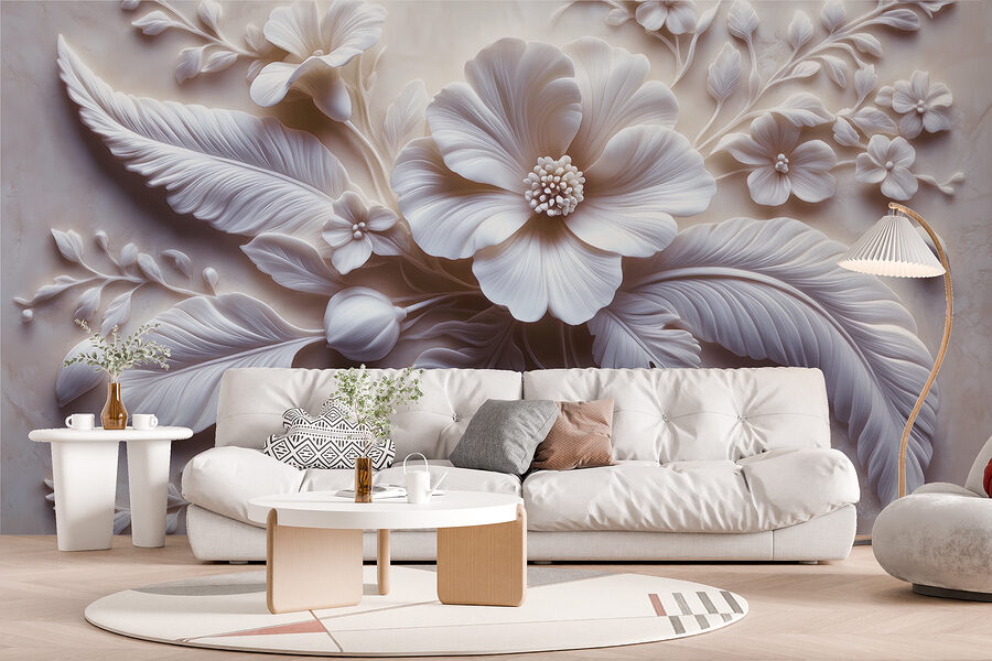 Papel de parede Flor e folhas brancas - Image 5