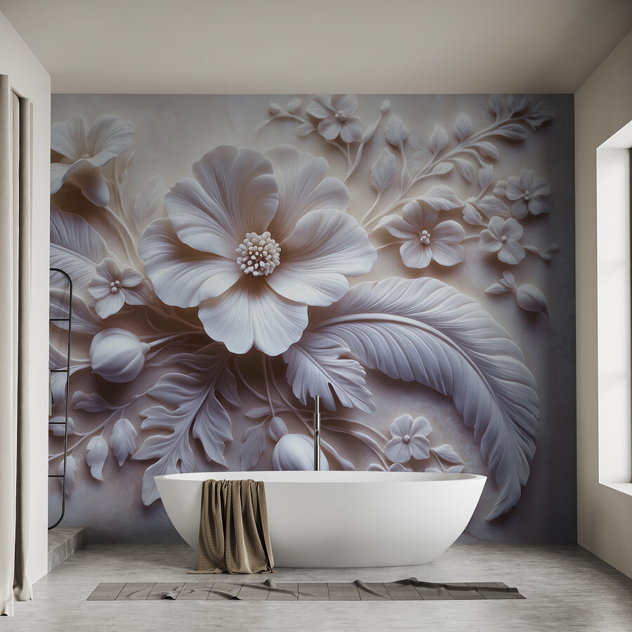 Papel de parede Flor e folhas brancas - Image 7