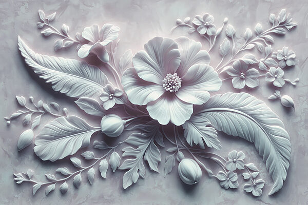 Flor e folhas brancas Flor e folhas brancas