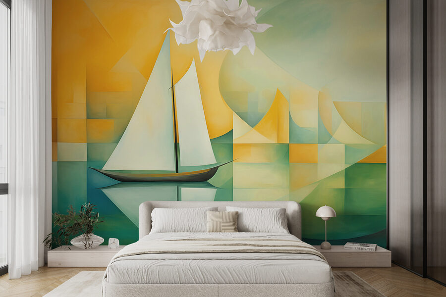 Pintura de um veleiro na água
