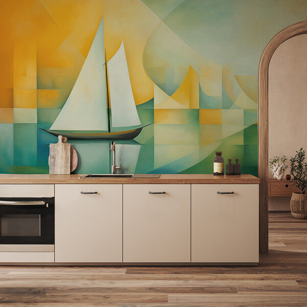 Pintura de um veleiro na água Pintura de um veleiro na água