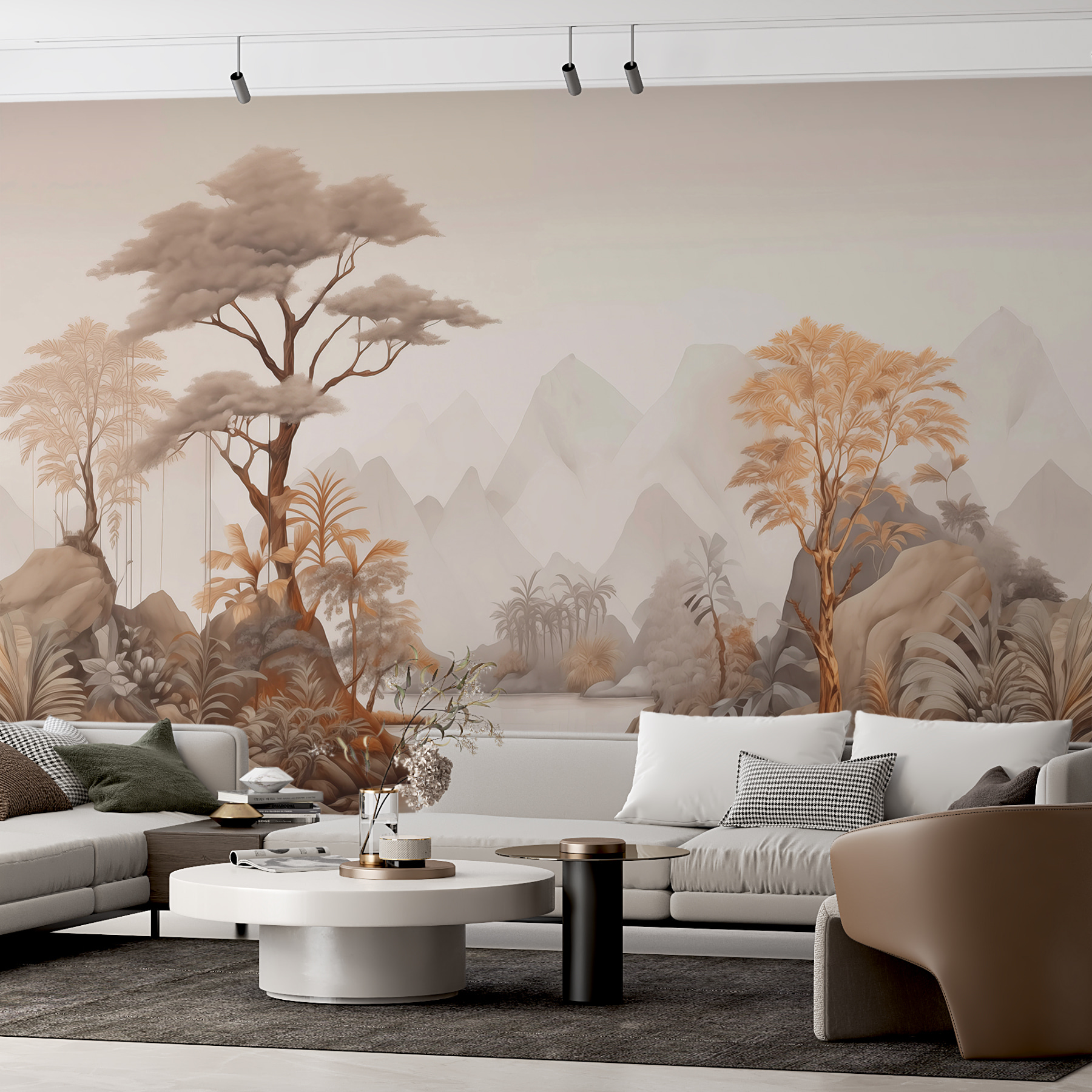 River with trees and mountains River with trees and mountains