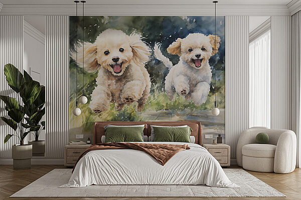 Dois cães a saltar no ar Dois cães a saltar no ar