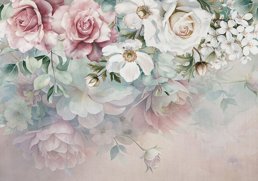 Pintura de flores sobre uma superfície