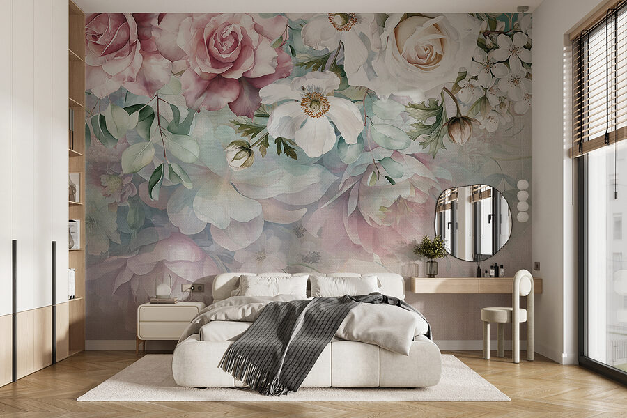 Pintura de flores sobre uma superfície