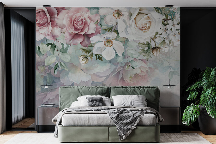 Pintura de flores sobre uma superfície