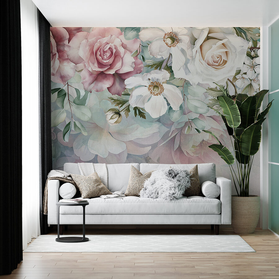 Pintura de flores sobre uma superfície