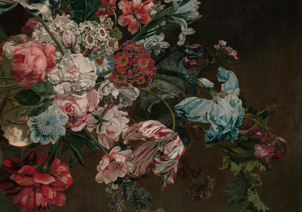 Pintura de flores sobre um fundo escuro Pintura de flores sobre um fundo escuro