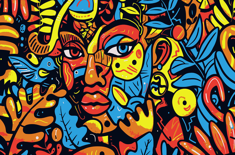 Arte colorida de um rosto