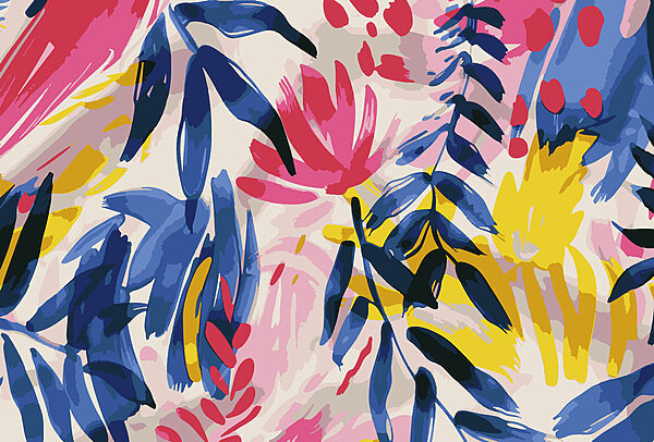 Padrão floral colorido com folhas Padrão floral colorido com folhas