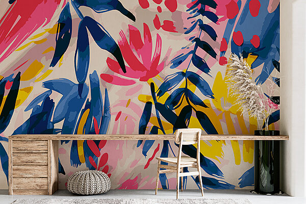 Padrão floral colorido com folhas Padrão floral colorido com folhas