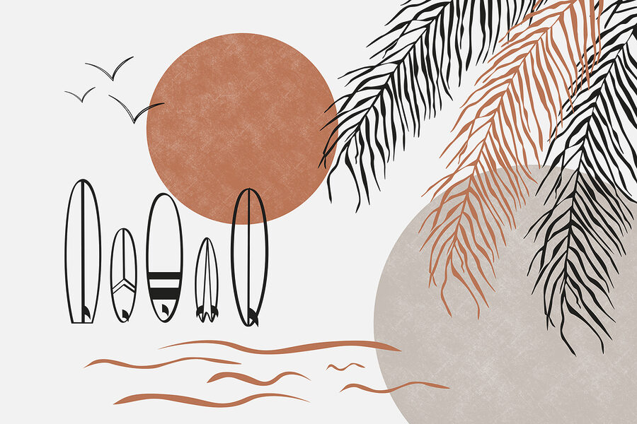 Papel de parede Pranchas de surf e folhas de palmeira - Image 3