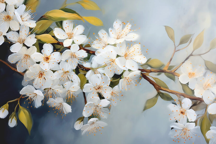 Flores brancas num ramo