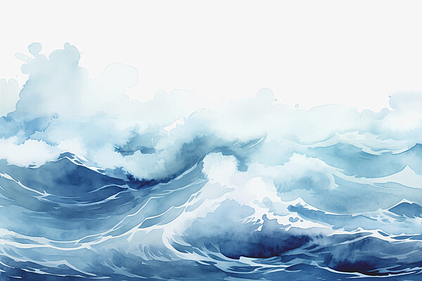 Aguarela de ondas e nuvens Aguarela de ondas e nuvens