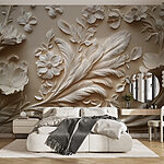 Papel de parede Desenho floral branco numa parede