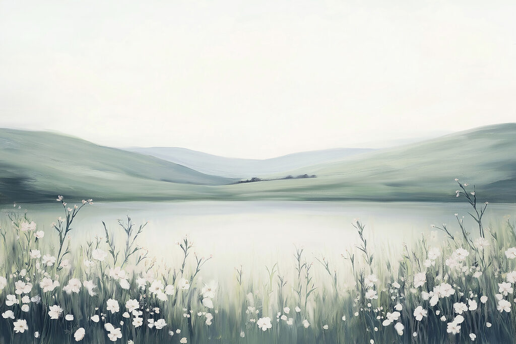 Pintura de um campo de flores Pintura de um campo de flores