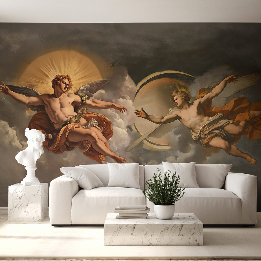Pintura de anjos no céu
