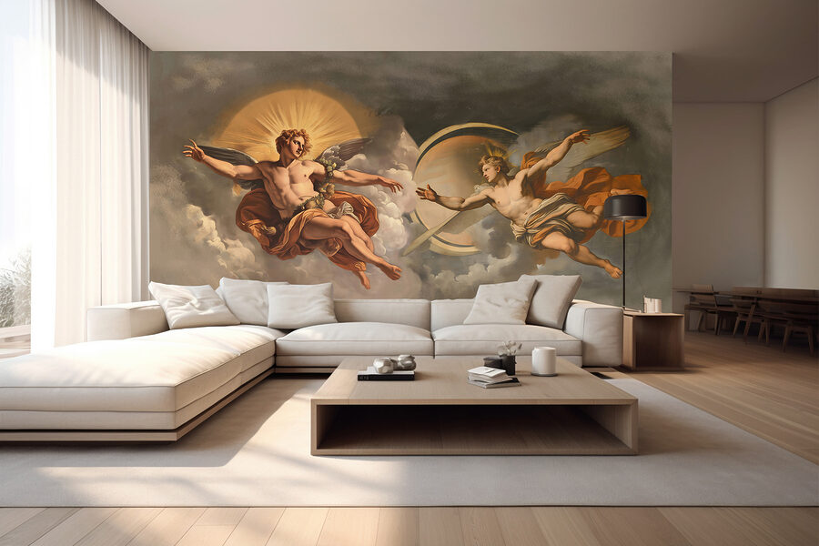 Pintura de anjos no céu