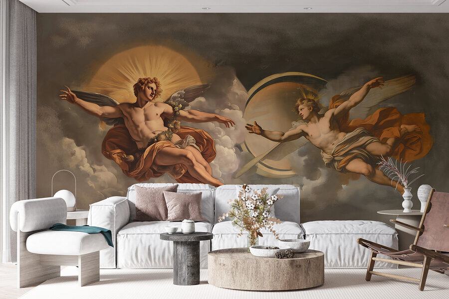 Pintura de anjos no céu