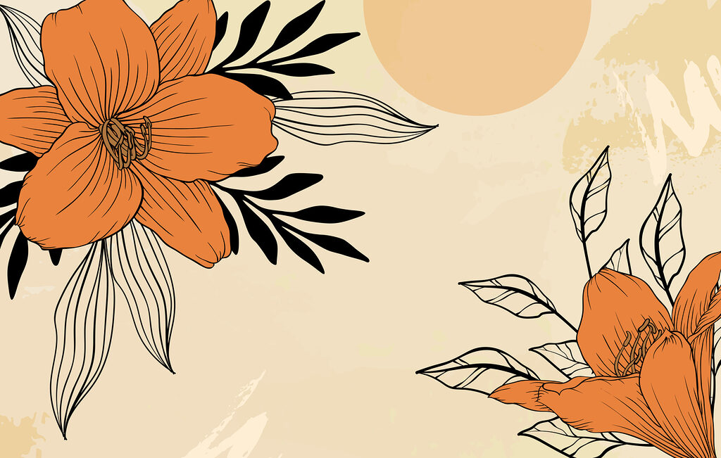 Desenho de flores e folhas Desenho de flores e folhas