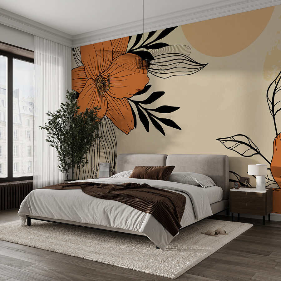 Desenho de flores e folhas