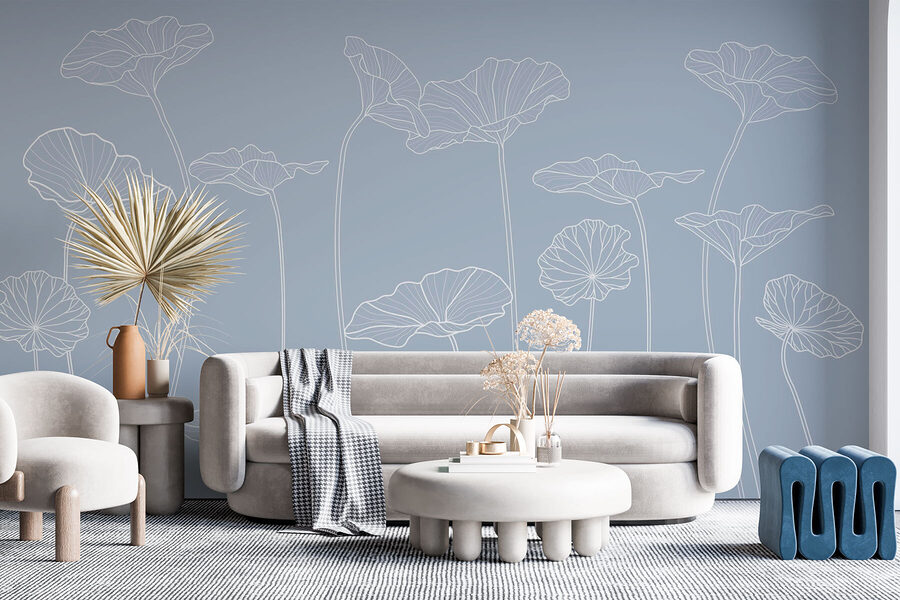 Papel de parede Desenho de linhas de flores