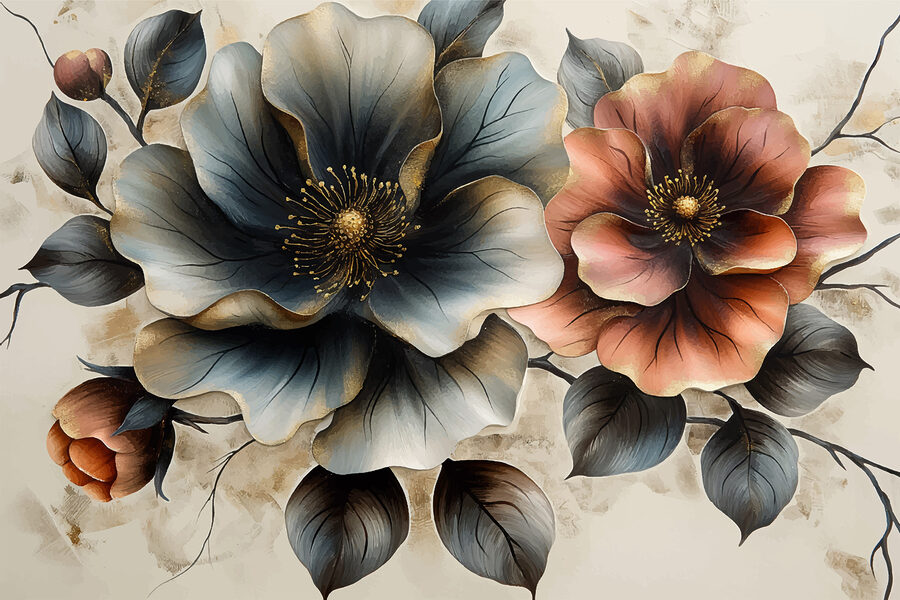 Pintura de flores sobre um fundo branco