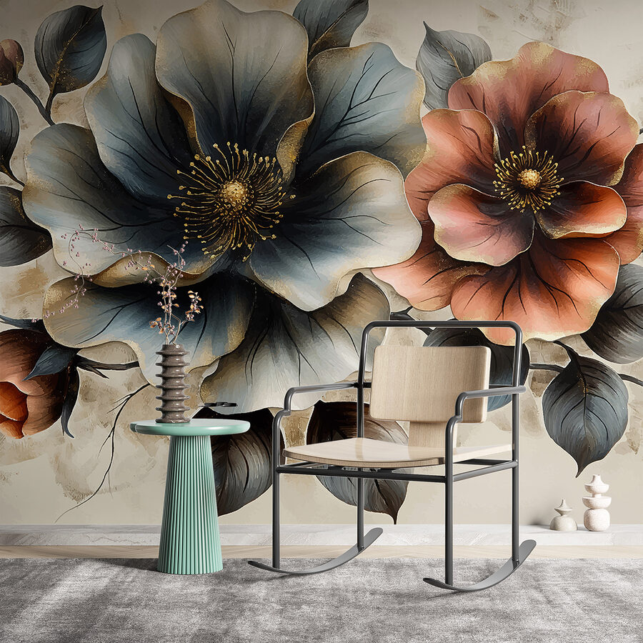 Pintura de flores sobre um fundo branco