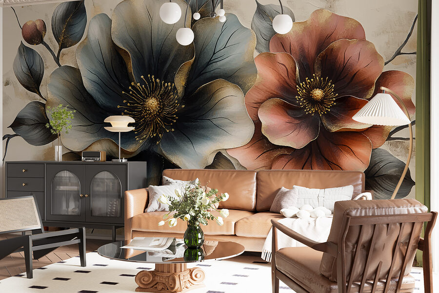 Pintura de flores sobre um fundo branco
