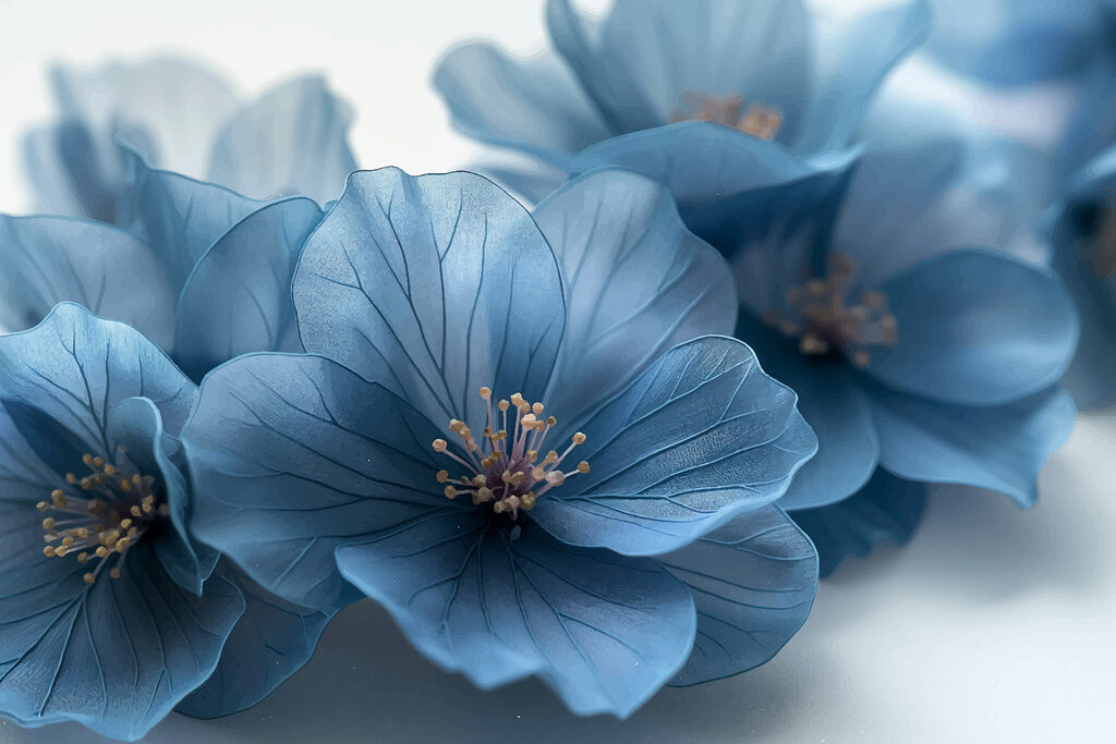 Flores azuis numa superfície branca Flores azuis numa superfície branca